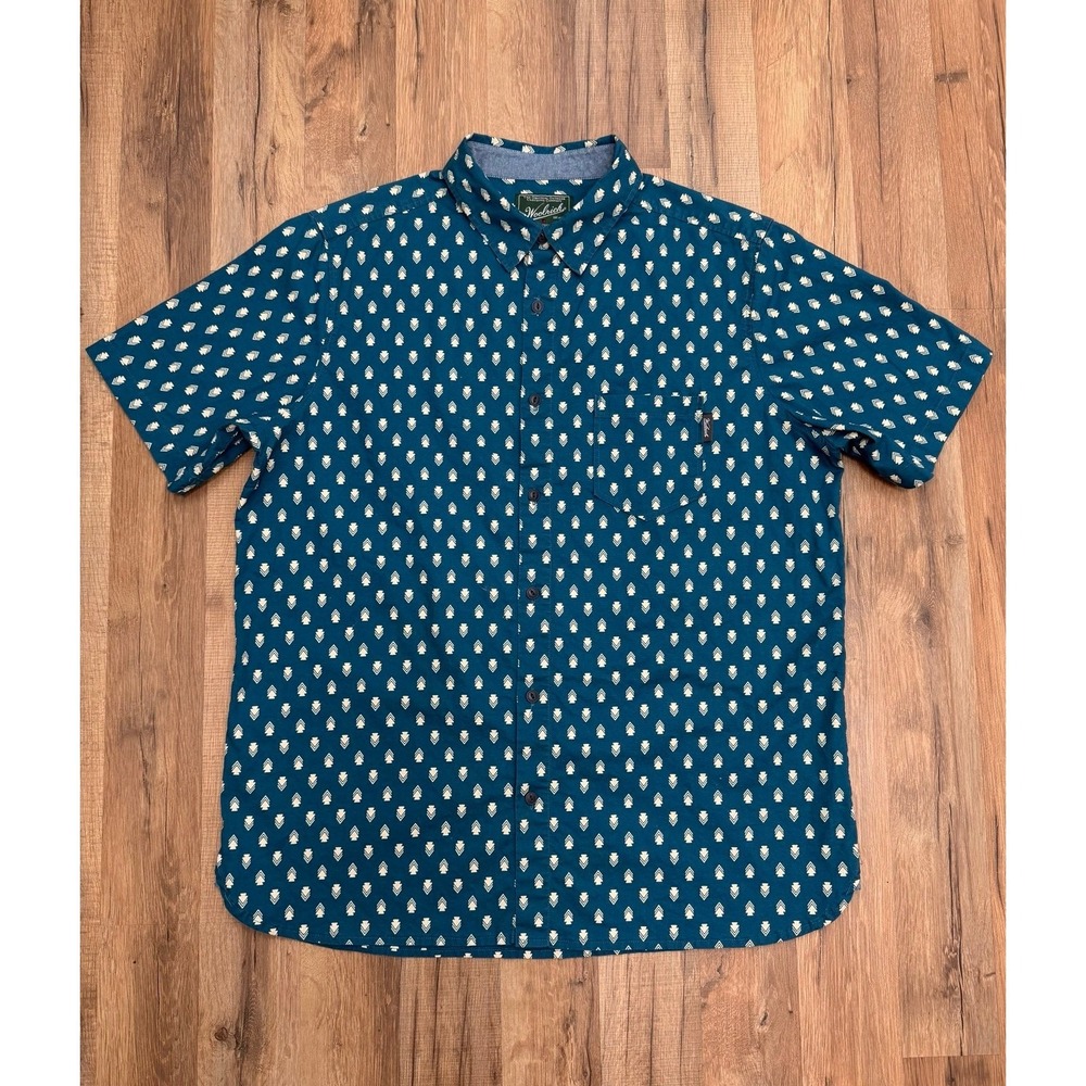 Woolrich 100% Cotton Geometric Print Short Sleeve‎ Shirt Men's L NWOT